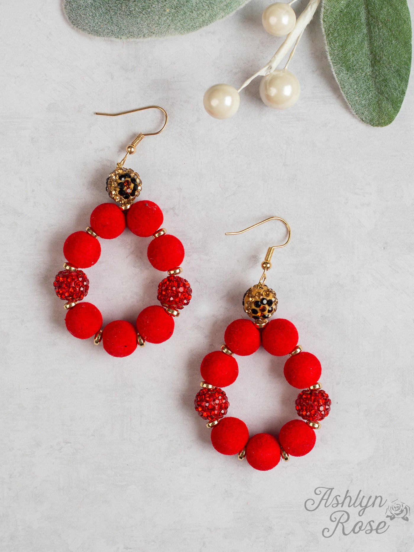 Fully Me Circle Puff Earrings with Studs, Red