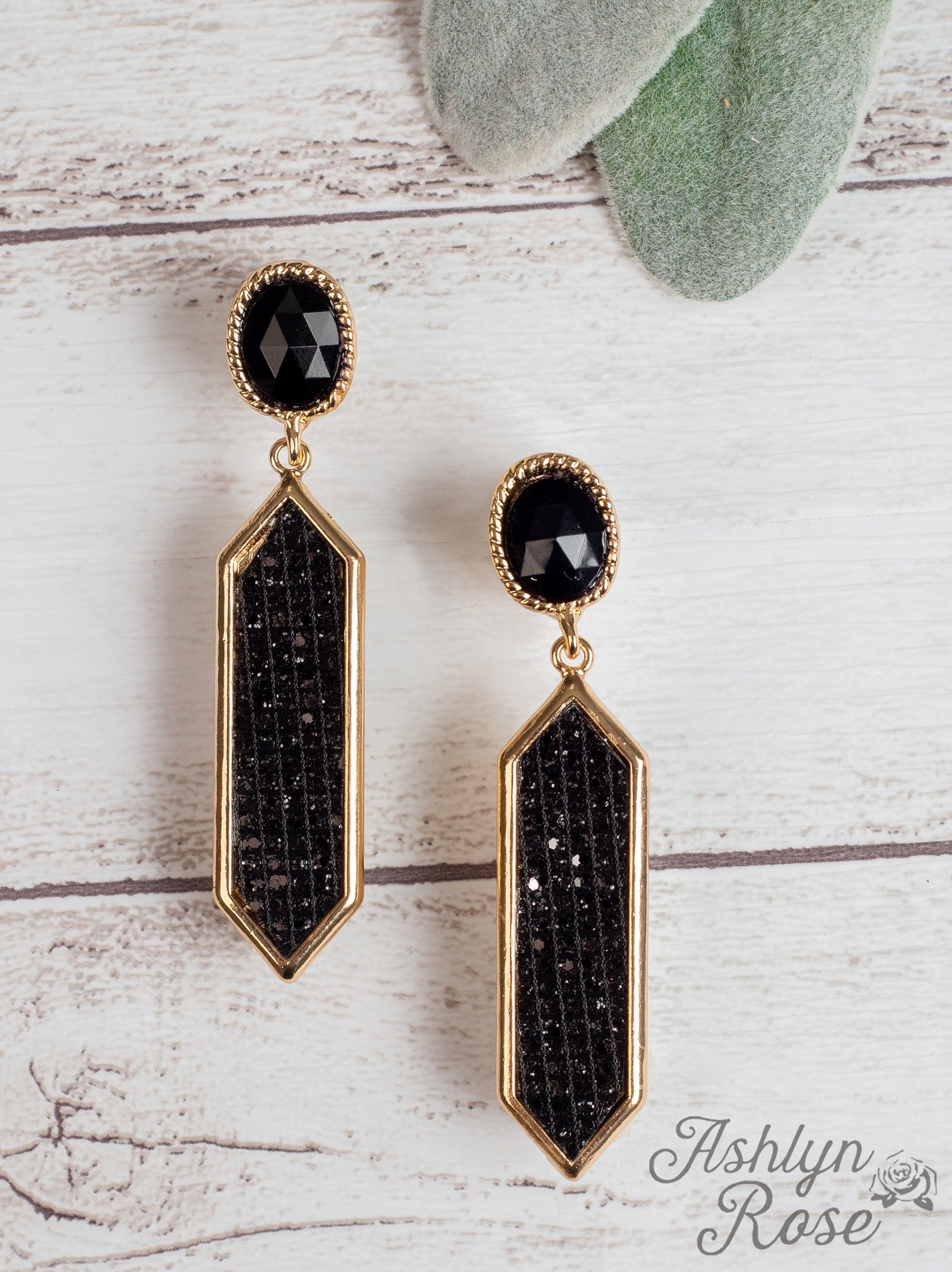 With All The Memories Dangly Earrings with Stone Stud, Black