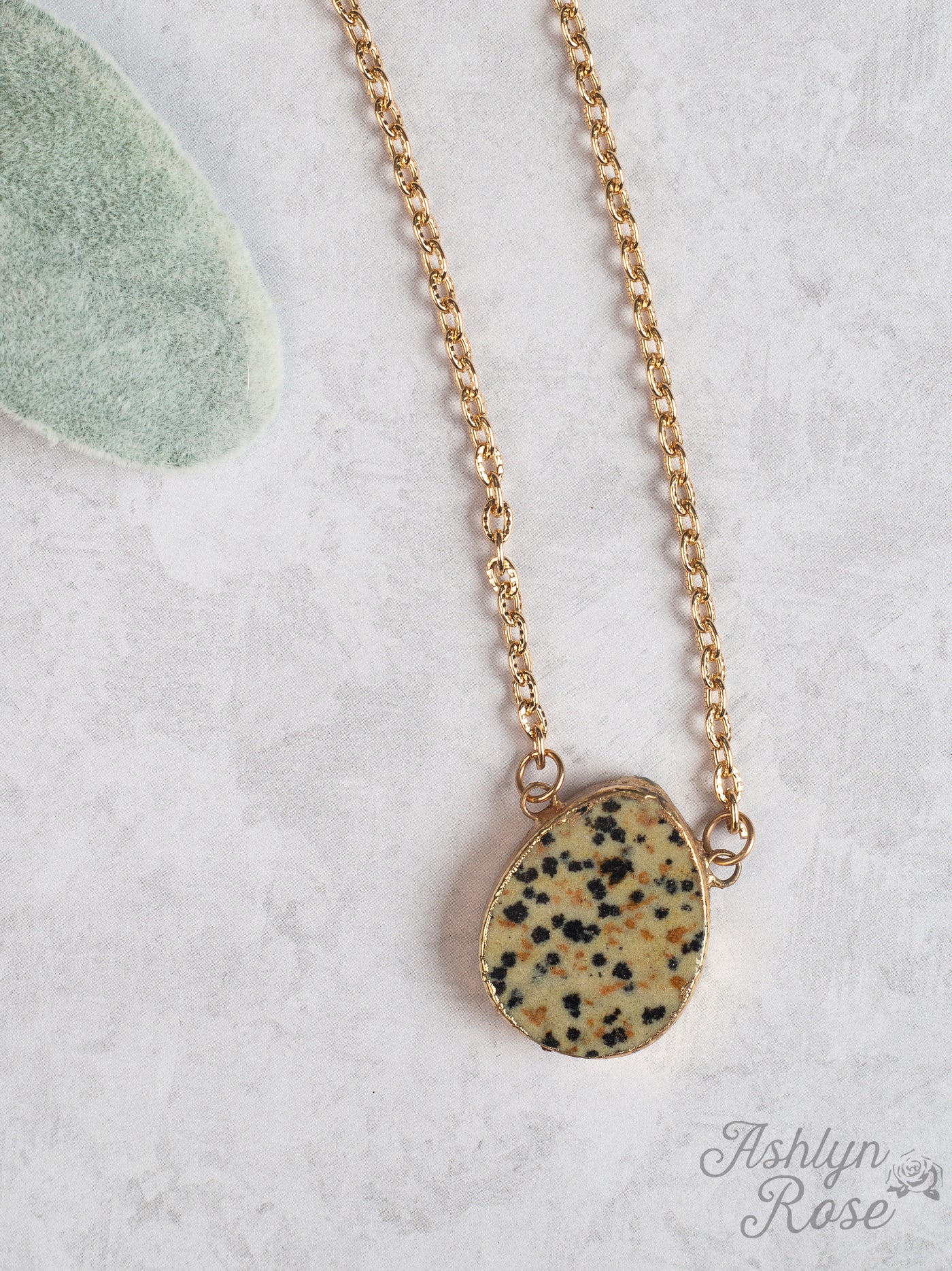 Spotted You Gold Chain Necklace with Natural Gem Stone