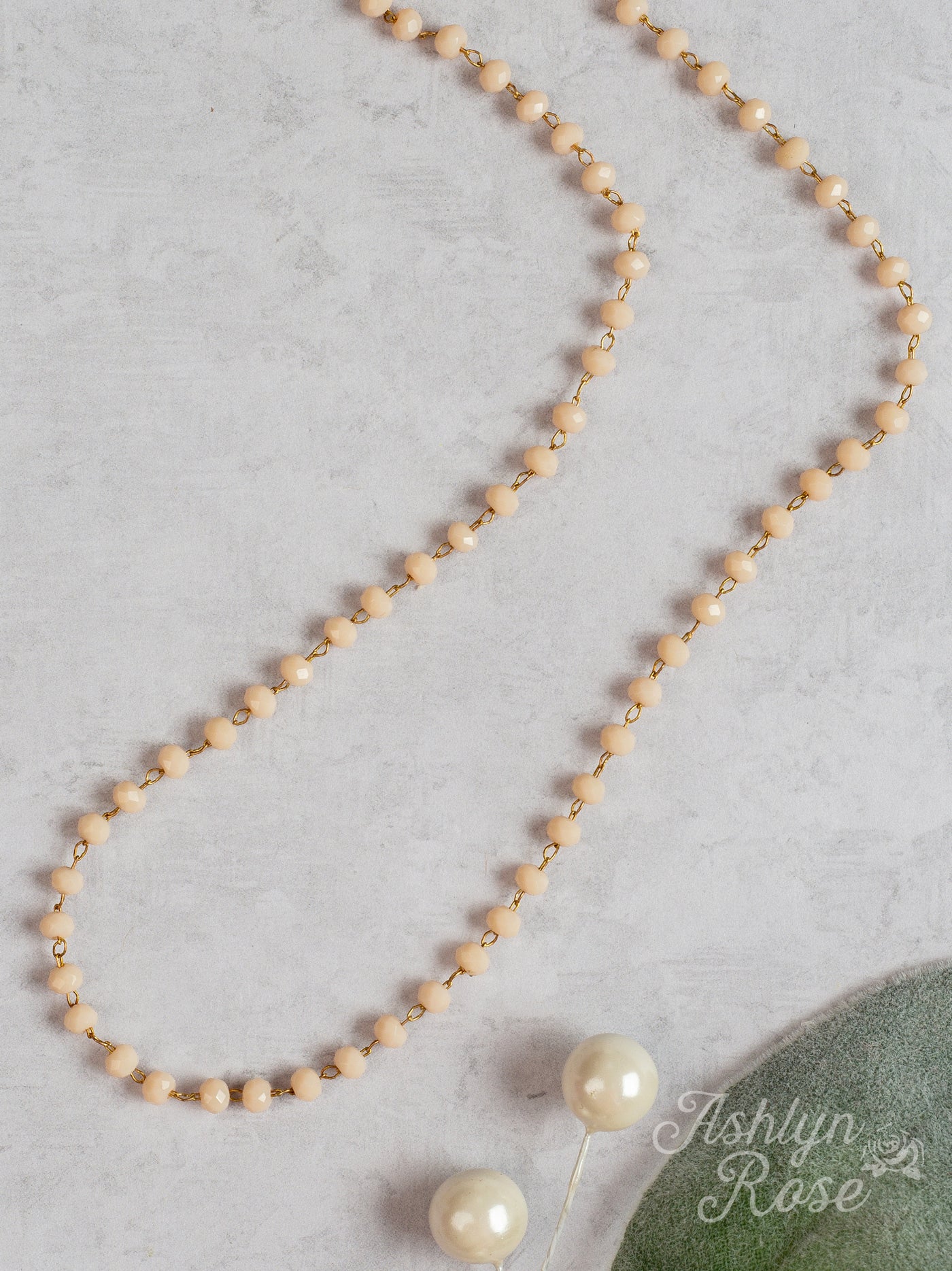 My Darling Rose Light Pink And Gold Beaded Necklace