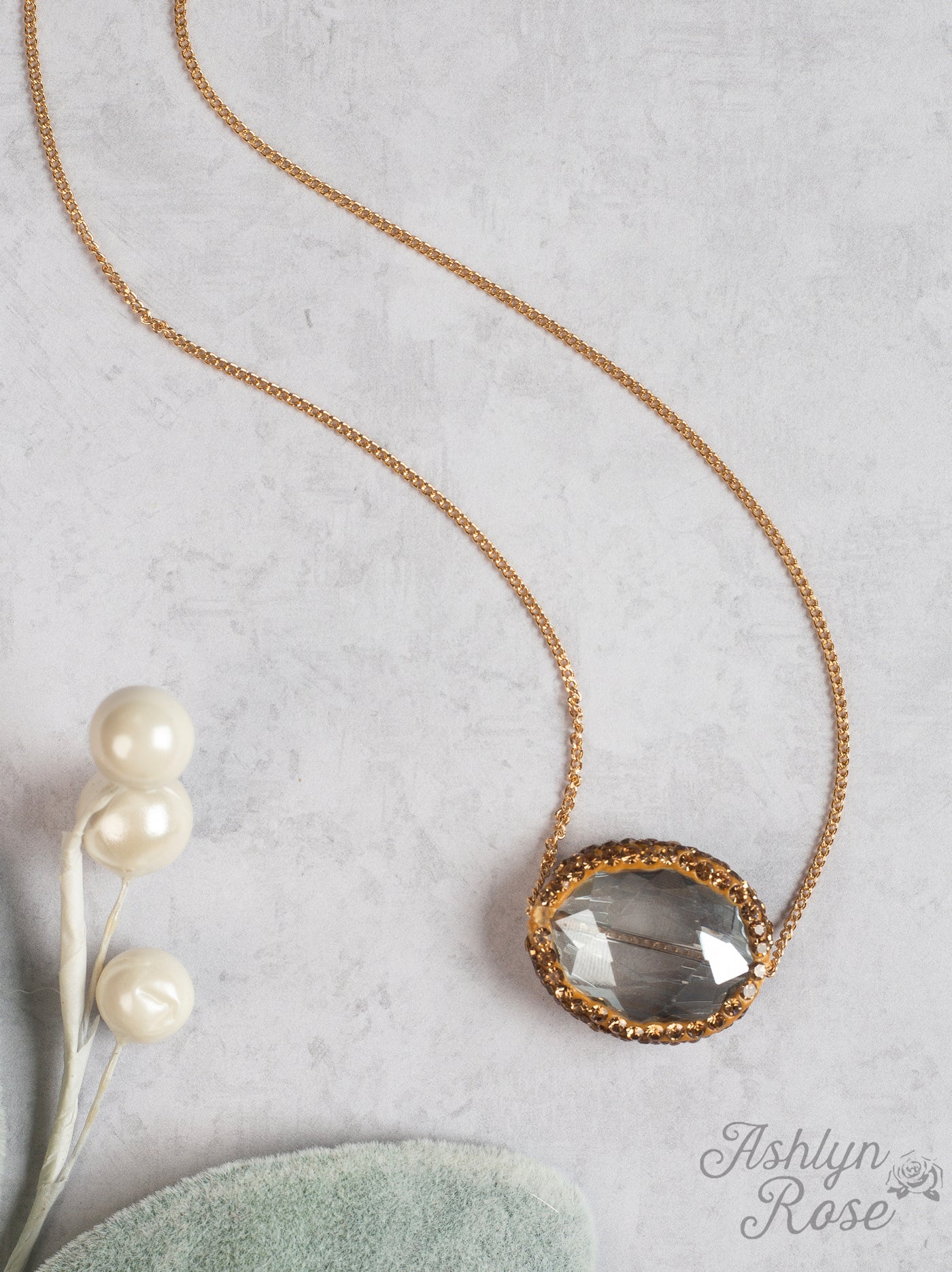 Simply Elegant Gold Chain Necklace with Beaded Gemstone, Gold
