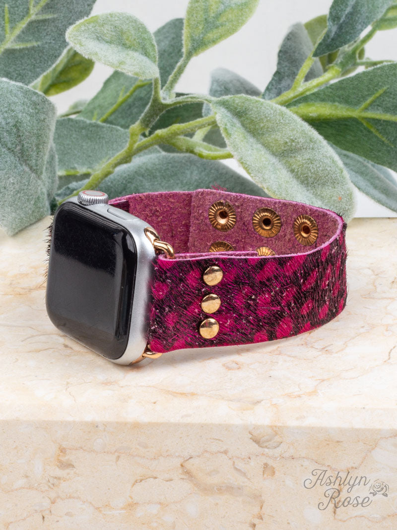 Wildest Dreams 38/40/42 Leather Smart Watch Band, Vibrant Fuchsia