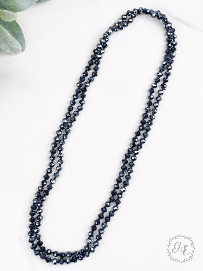The Essential 60" Double Wrap Beaded Necklace,  Iridescent Midnight Blue