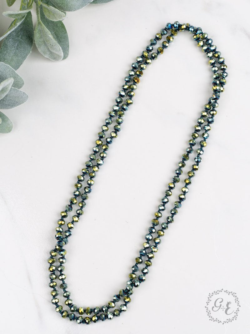 The Essential 60" Double Wrap Beaded Necklace, Metallic Mermaid 8mm