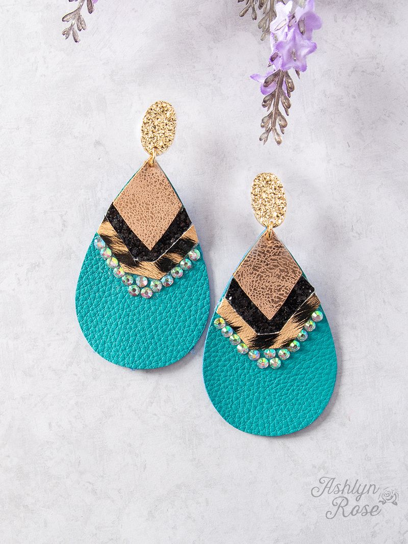 Way You Are Pleather Teardrop Earrings, Turquoise