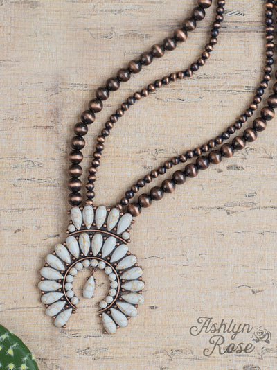 Walking About Town Squash Blossom Necklace, Cream & Copper