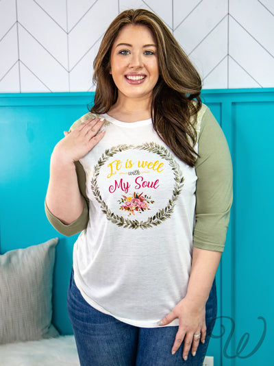 It Is Well With My Soul Raglan with Lace Accent