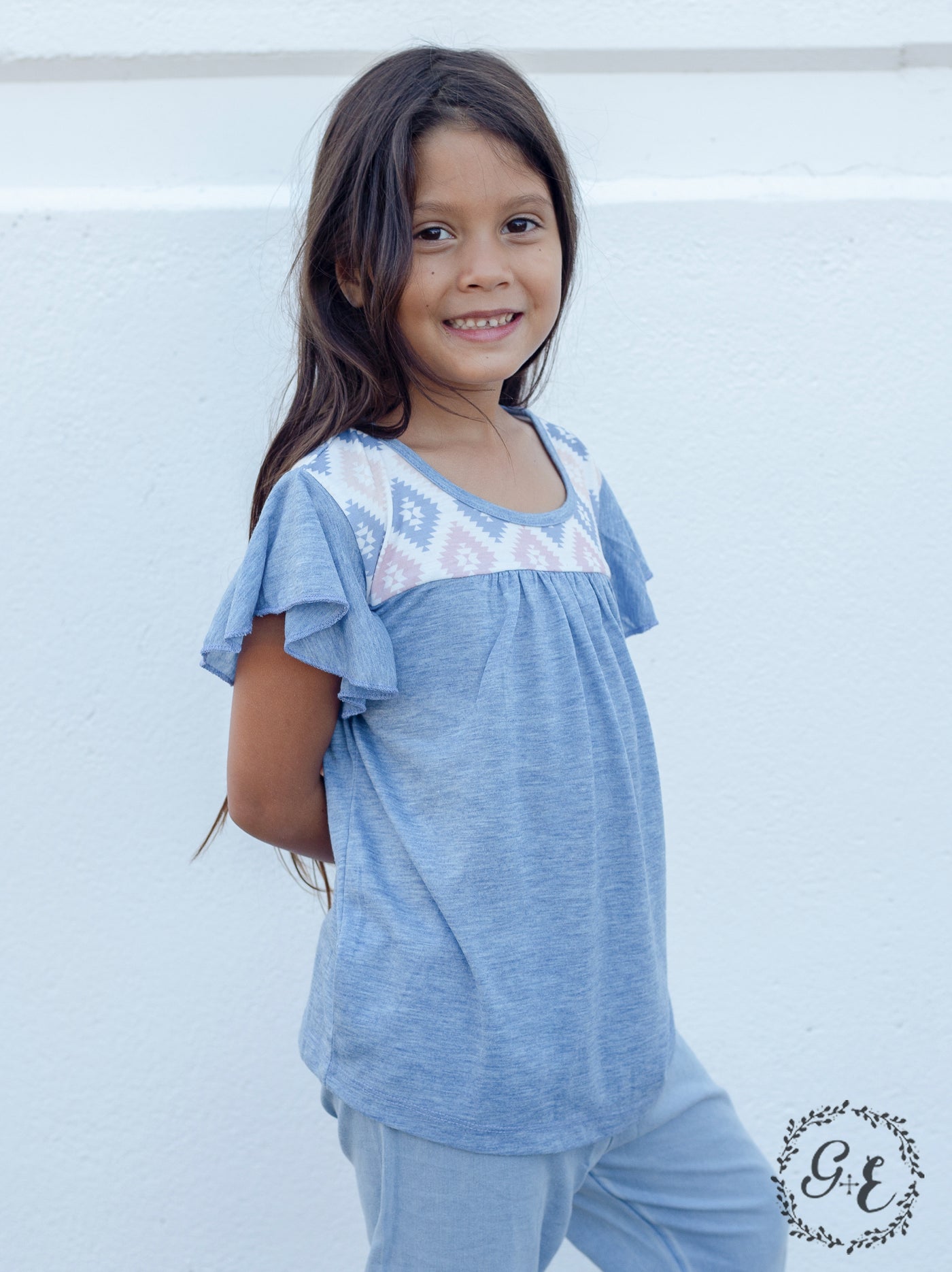 Girls' Barrel Racing On My Mind Ruffle Sleeve Top