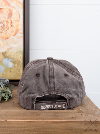 GIRLS Beige, Brown and Coral Distressed Hat