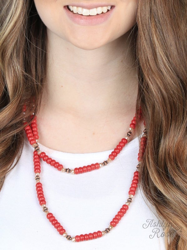 Rose Copper Double Wrap Beaded Necklace Rose Copper Double Wrap Beaded Necklace